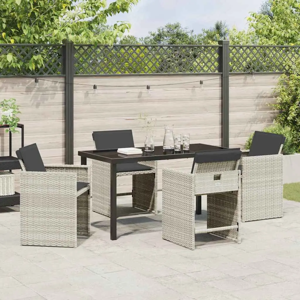 Garden Dining Set 5 Pieces Light Grey Outdoor Furniture Patio Table Chairs