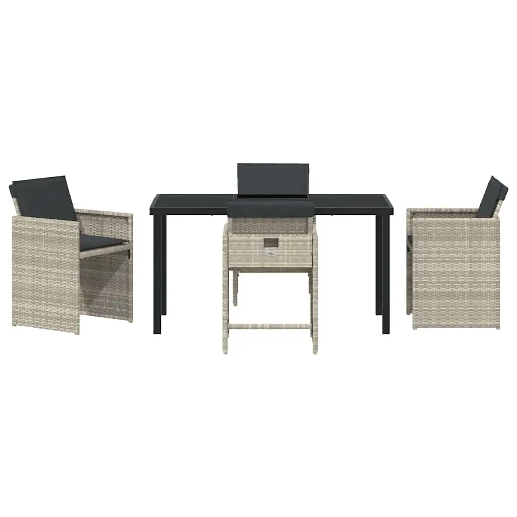 Garden Dining Set 5 Pieces Light Grey Outdoor Furniture Patio Table Chairs