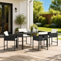 Concise 5-Piece Black Garden Dining Set