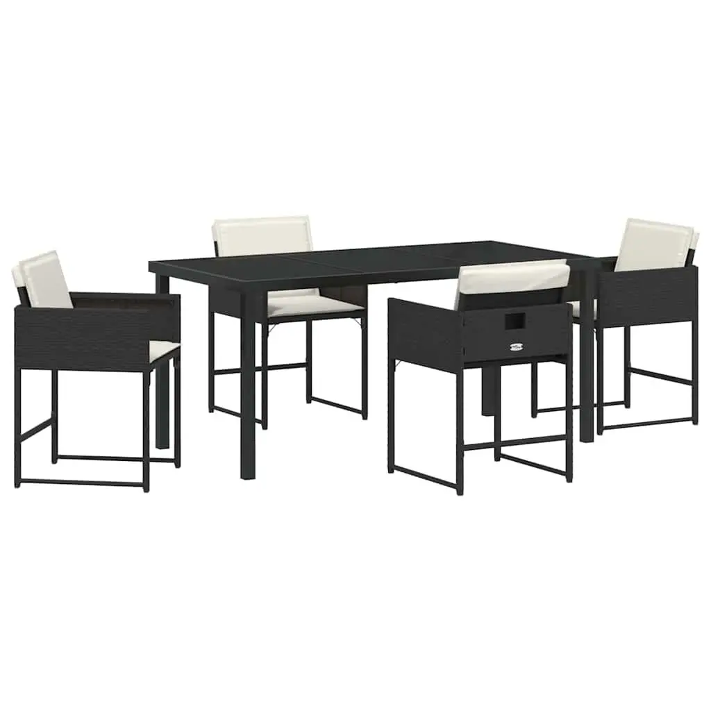 5-Piece Black Outdoor Dining Set with Cushions