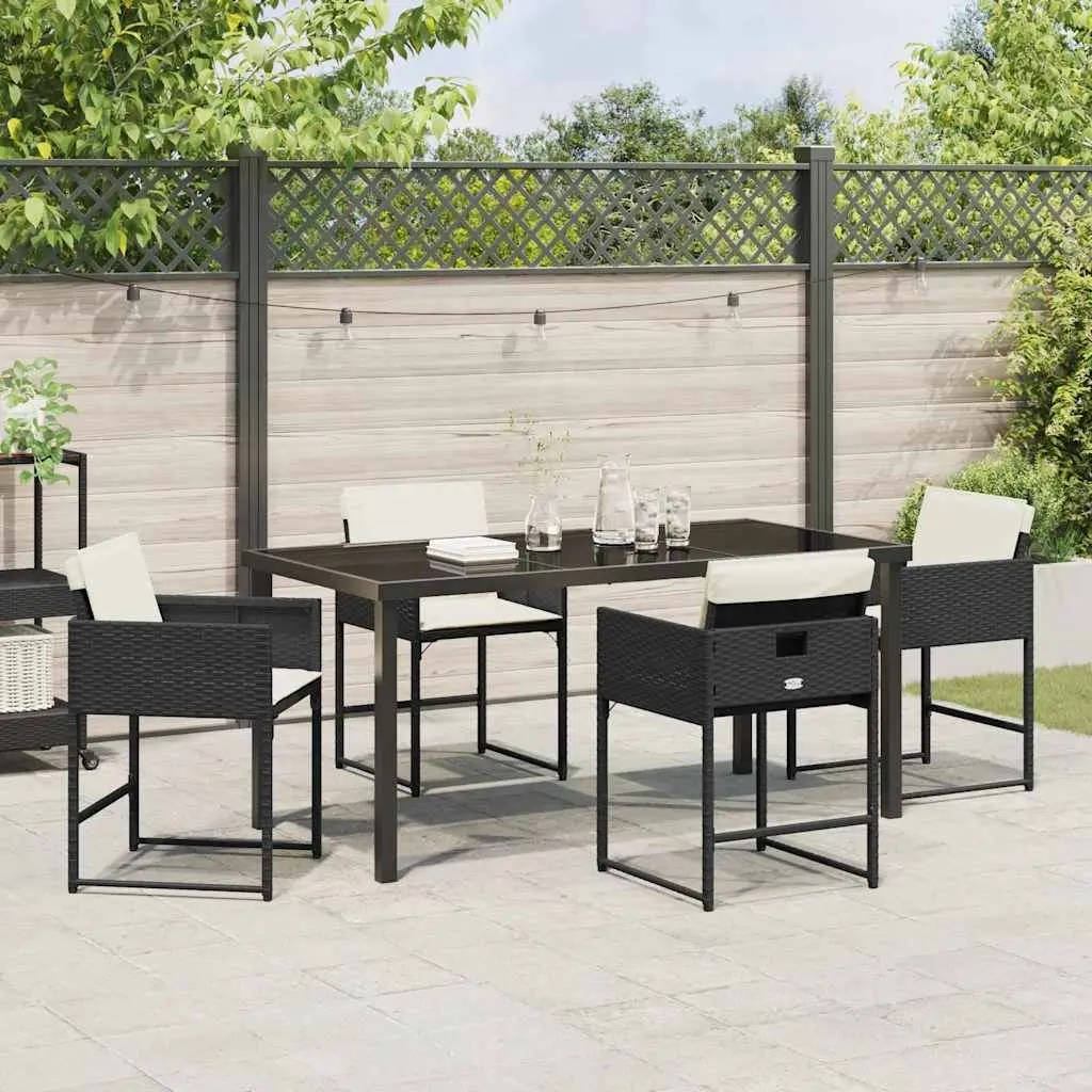 5-Piece Black Outdoor Dining Set with Cushions