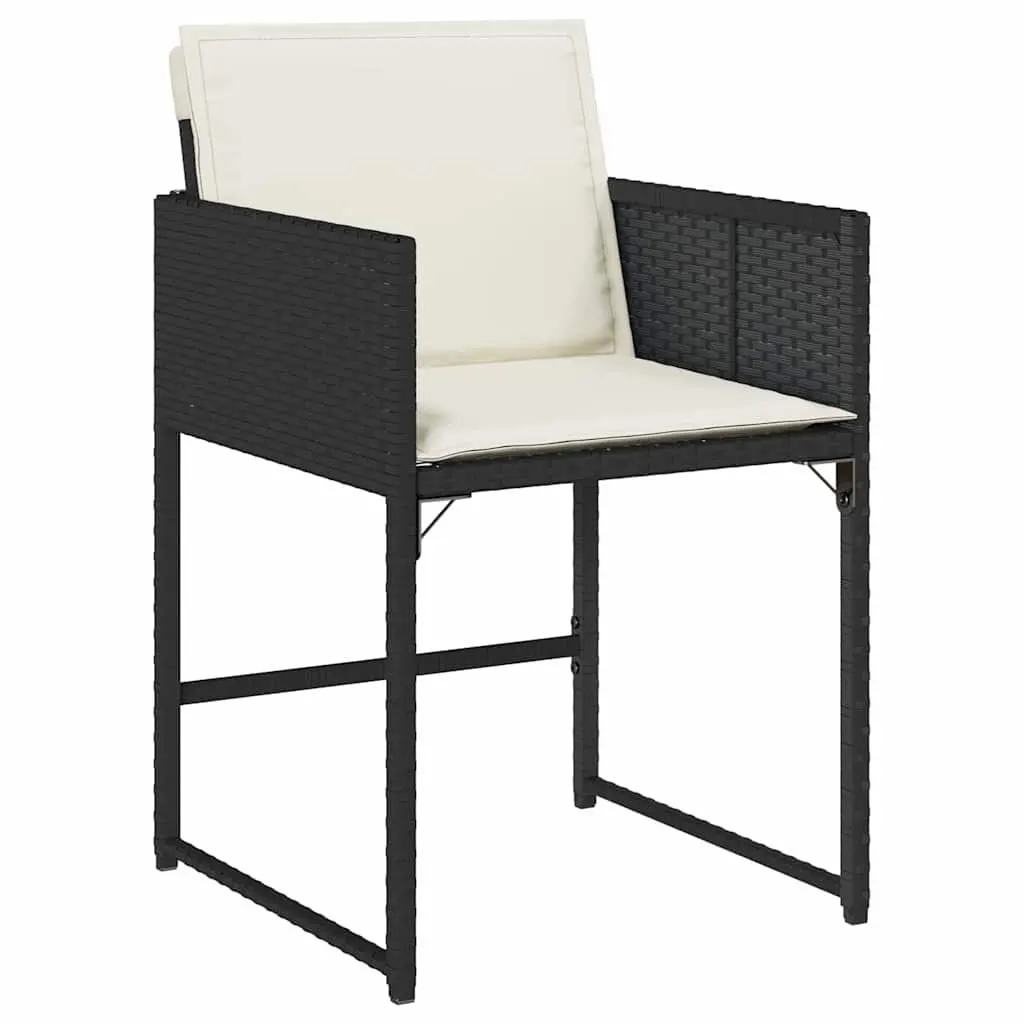 5-Piece Black Outdoor Dining Set with Cushions