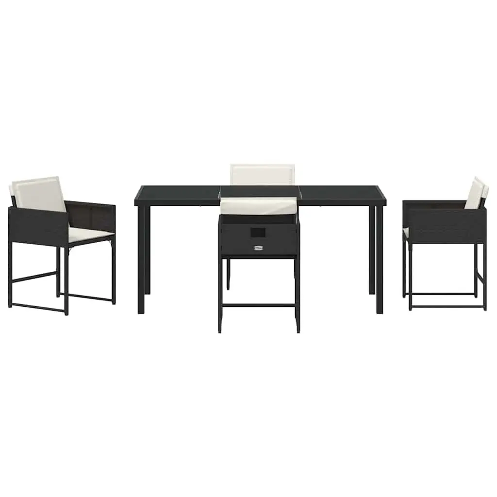 5-Piece Black Outdoor Dining Set with Cushions