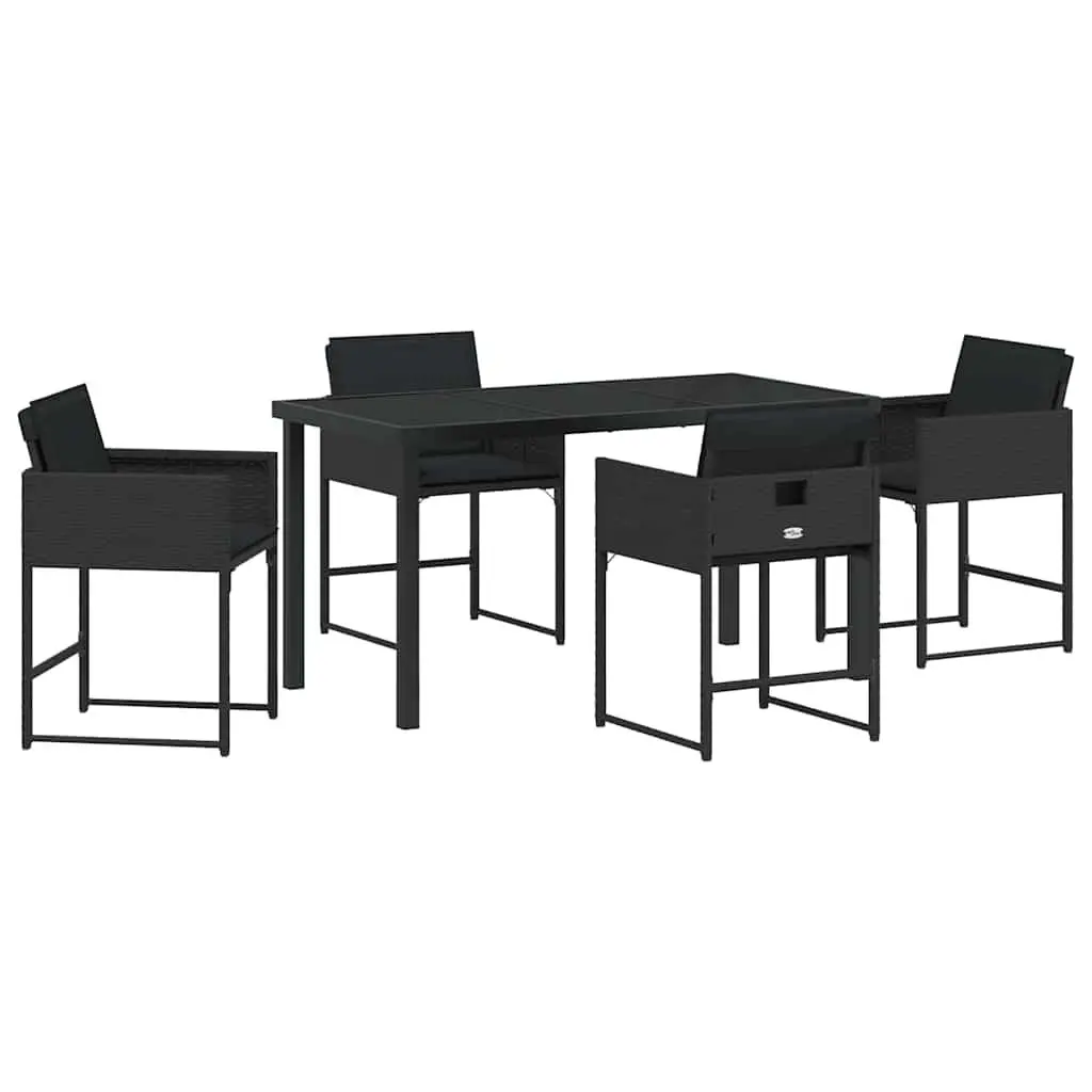 Garden Dining Set Black 5 Piece Outdoor Furniture Patio Table Chairs