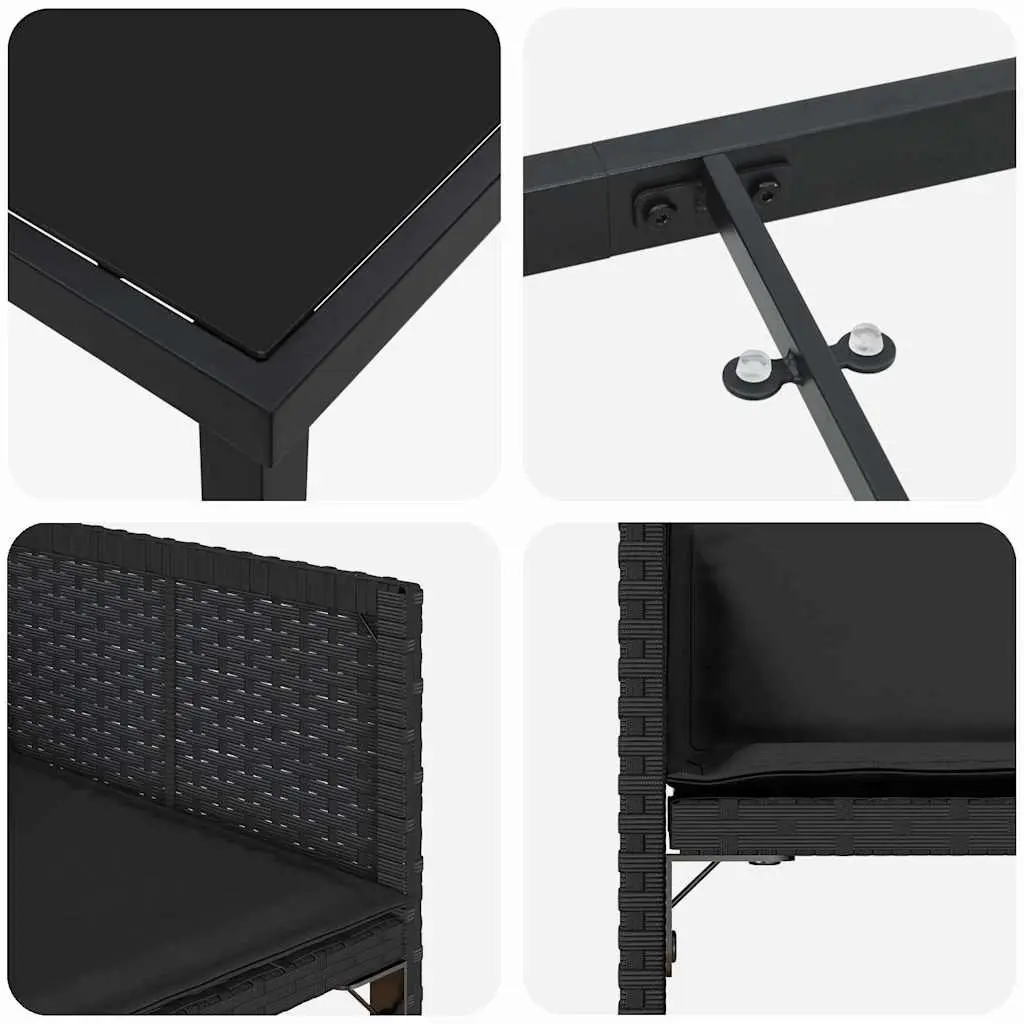 Garden Dining Set Black 5 Piece Outdoor Furniture Patio Table Chairs