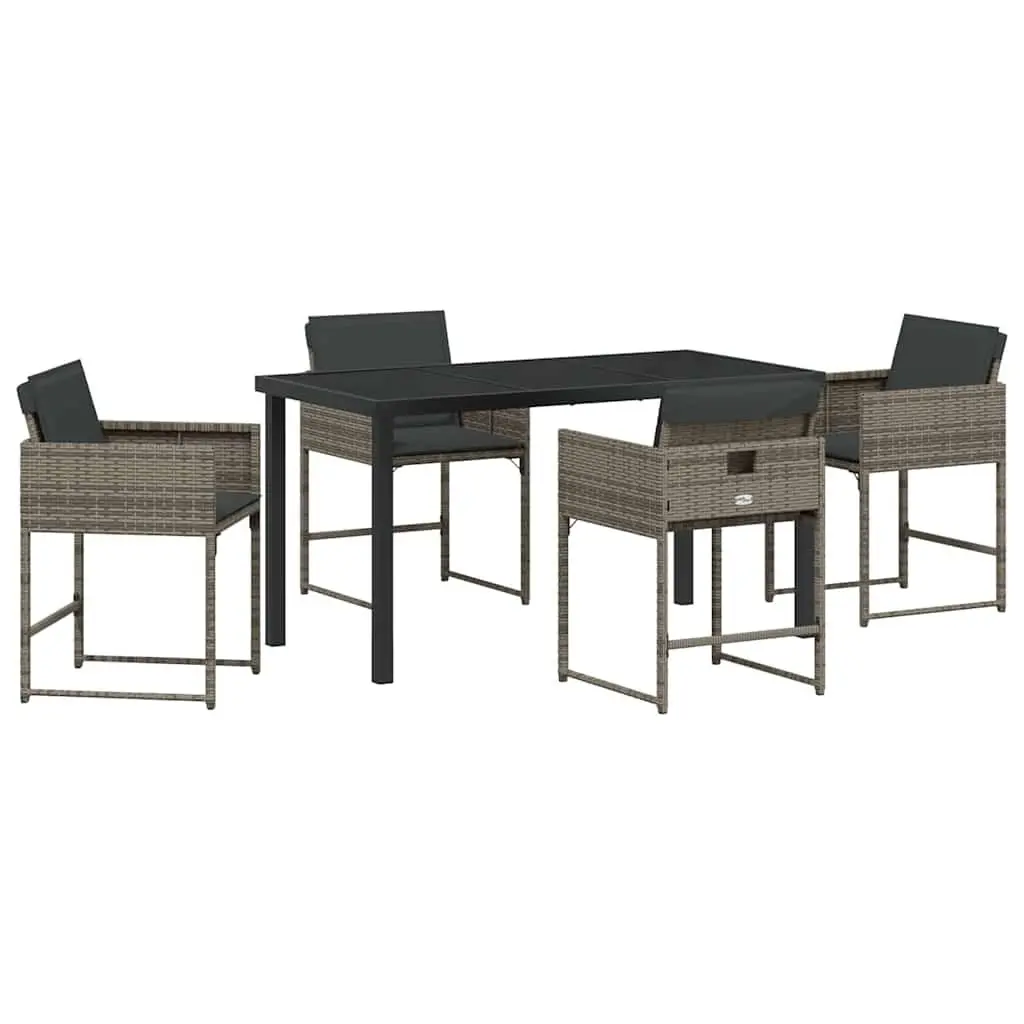 Garden Dining Set 5pc Outdoor Furniture Patio Table Chairs Grey Poly Rattan