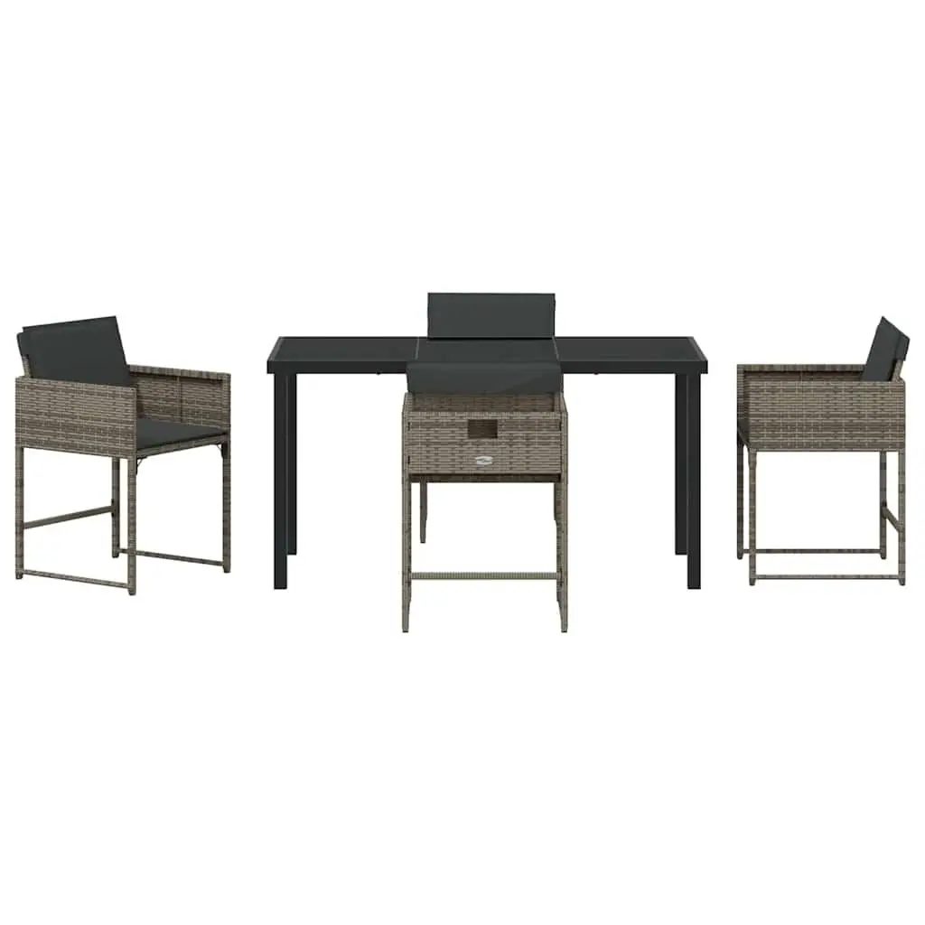 Garden Dining Set 5pc Outdoor Furniture Patio Table Chairs Grey Poly Rattan