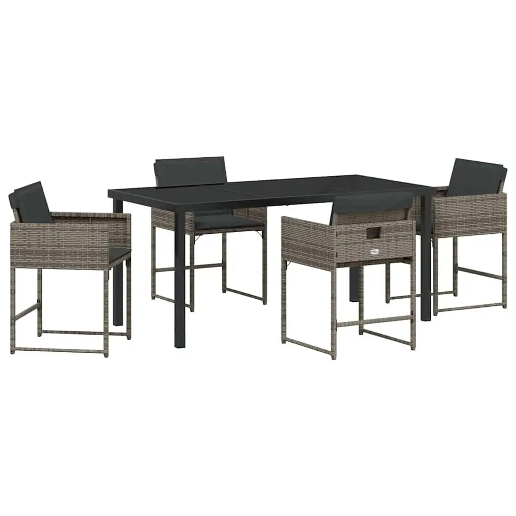 Garden Dining Set 5 Piece Outdoor Furniture Grey Poly Rattan Steel Frame Patio