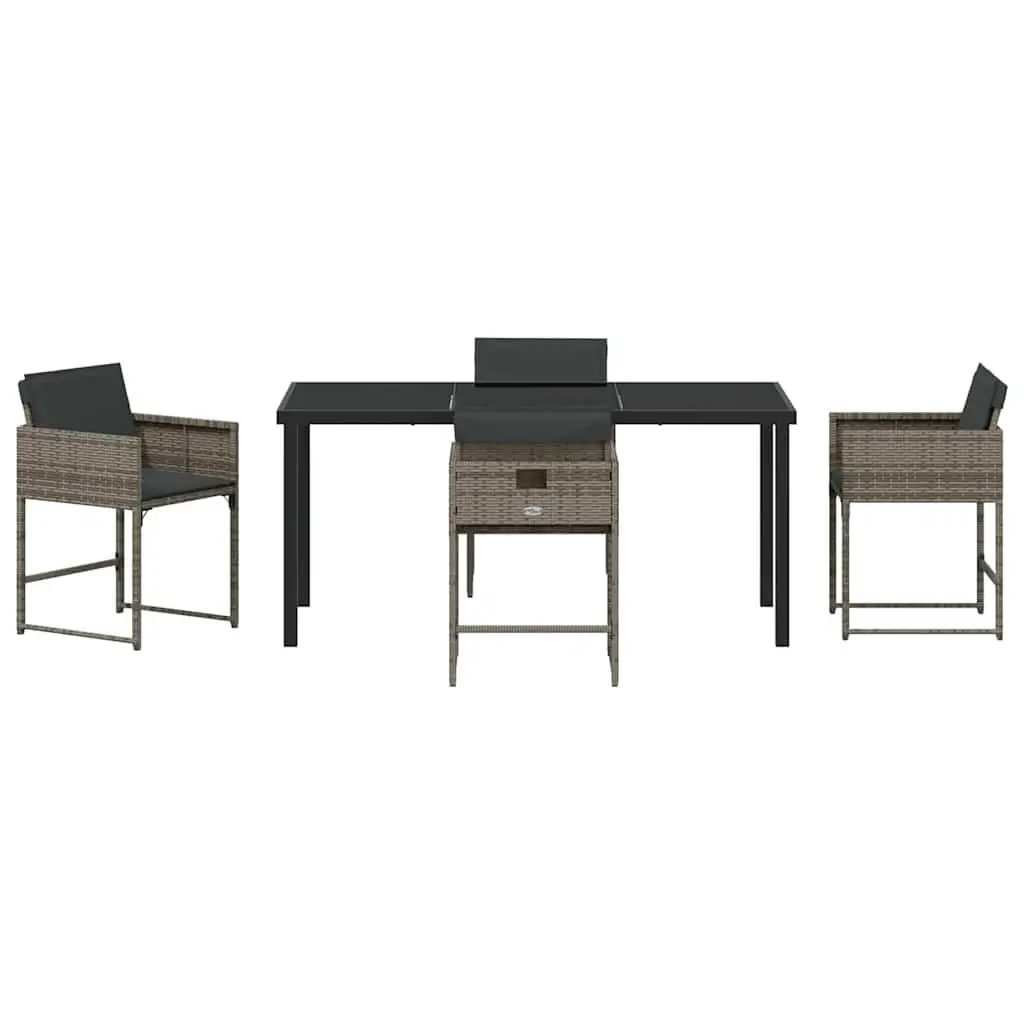 Garden Dining Set 5 Piece Outdoor Furniture Grey Poly Rattan Steel Frame Patio