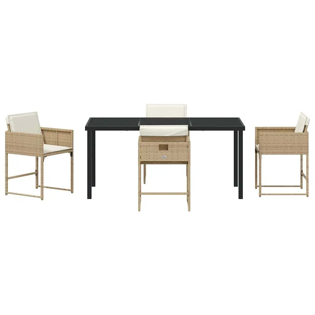Garden Dining Set 5 Pieces Outdoor Furniture Patio Table Chairs Beige