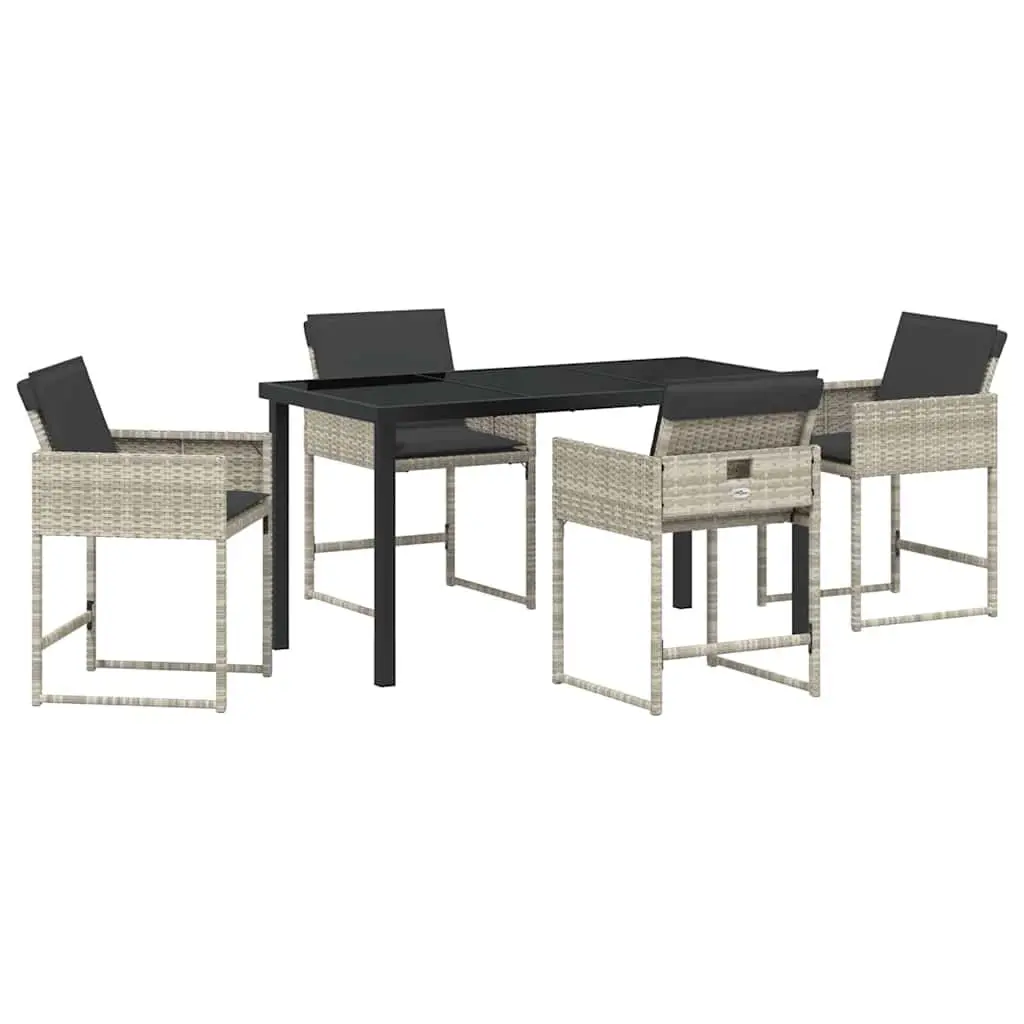 Garden Dining Set 5 Pieces Light Grey Outdoor Furniture Patio Table Chairs