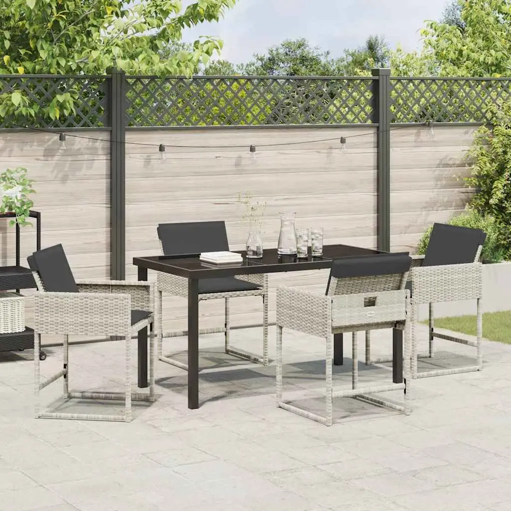 Garden Dining Set 5 Pieces Light Grey Outdoor Furniture Patio Table Chairs