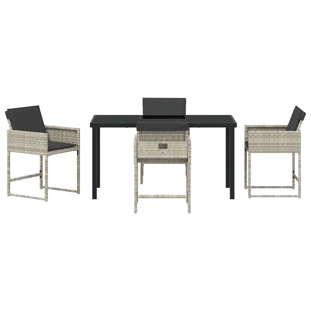Garden Dining Set 5 Pieces Light Grey Outdoor Furniture Patio Table Chairs
