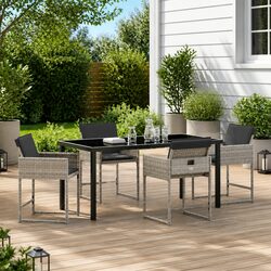 Garden Dining Set 5 Pieces Light Grey Outdoor Patio Furniture Table Chairs