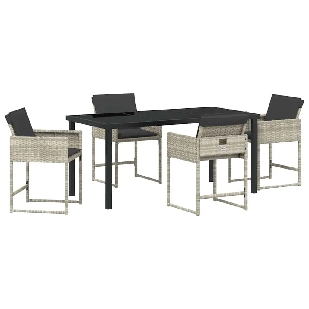Garden Dining Set 5 Pieces Light Grey Outdoor Patio Furniture Table Chairs
