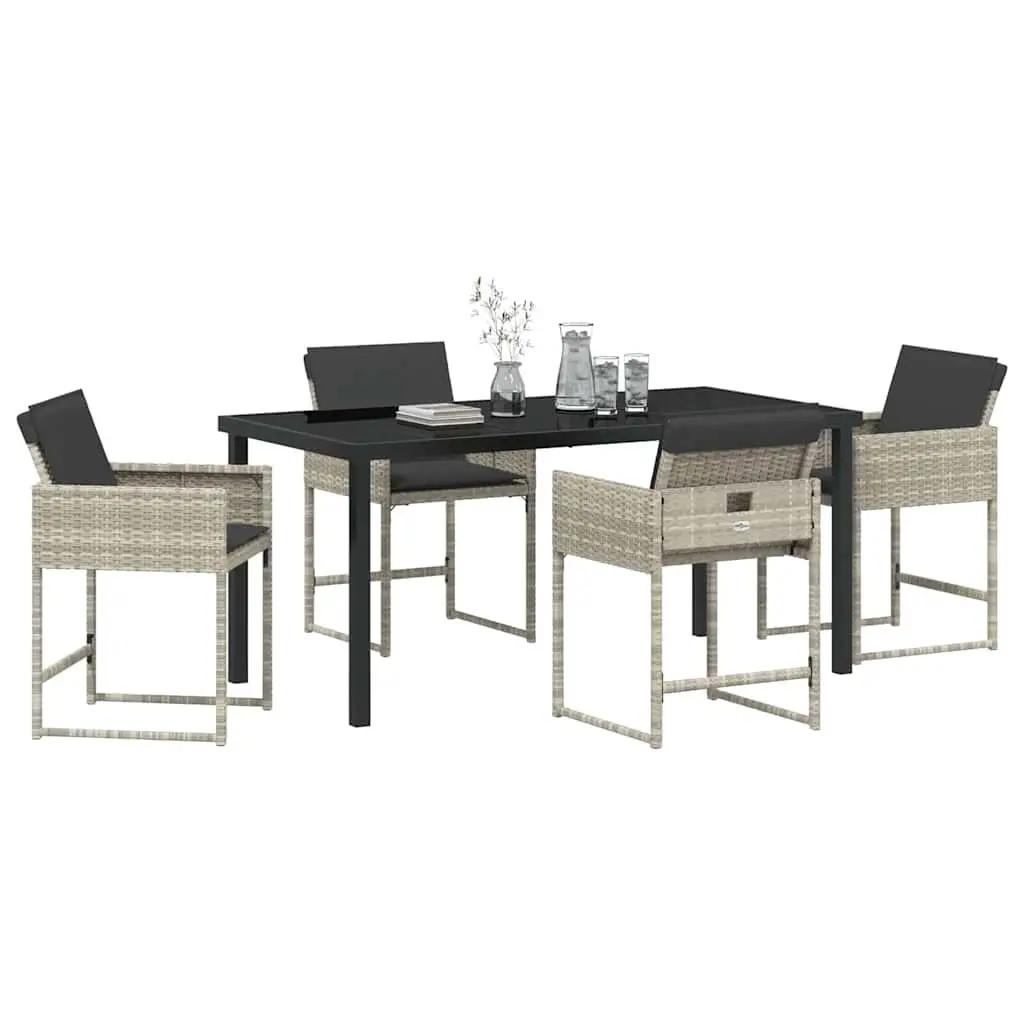 Garden Dining Set 5 Pieces Light Grey Outdoor Patio Furniture Table Chairs