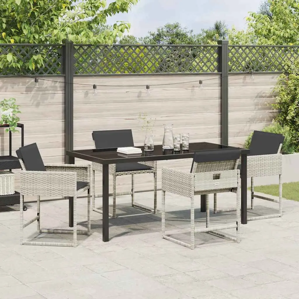 Garden Dining Set 5 Pieces Light Grey Outdoor Patio Furniture Table Chairs