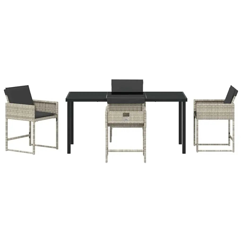 Garden Dining Set 5 Pieces Light Grey Outdoor Patio Furniture Table Chairs