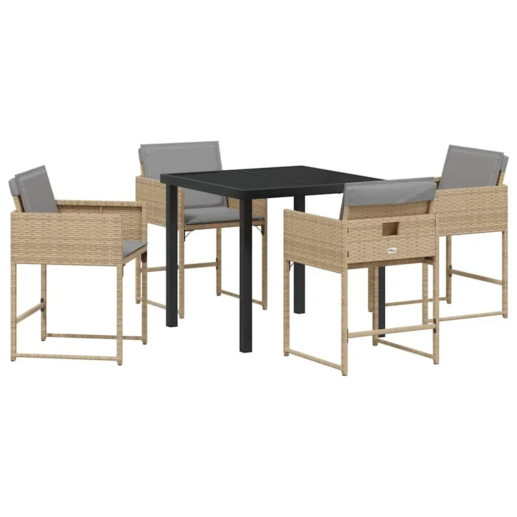 Garden Dining Set Beige 5 Pieces Outdoor Furniture Patio Table Chairs