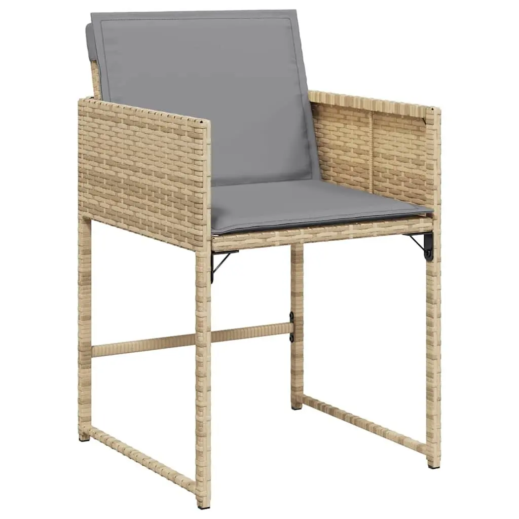 Garden Dining Set Beige 5 Piece Outdoor Patio Furniture Poly Rattan Glass Table