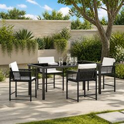 Compact 5-Piece Black Dining Set for Outdoor Use