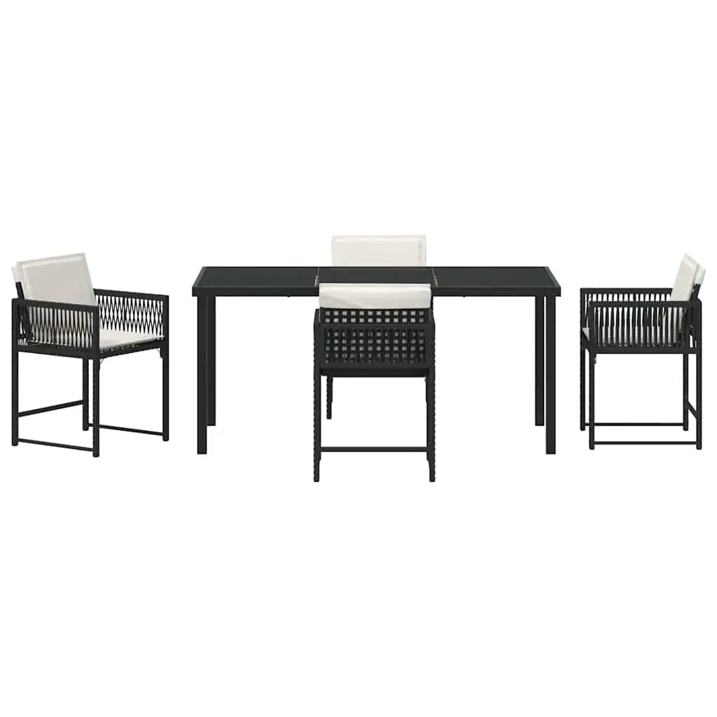 Garden Dining Set Black 5 Piece Outdoor Furniture Poly Rattan Table Chairs