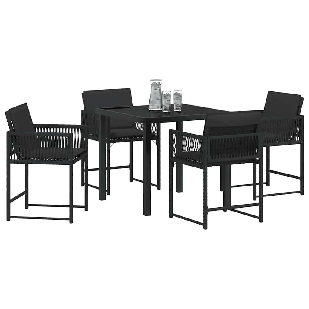 Garden Dining Set 5 Pieces Black Outdoor Furniture Patio Table Chairs