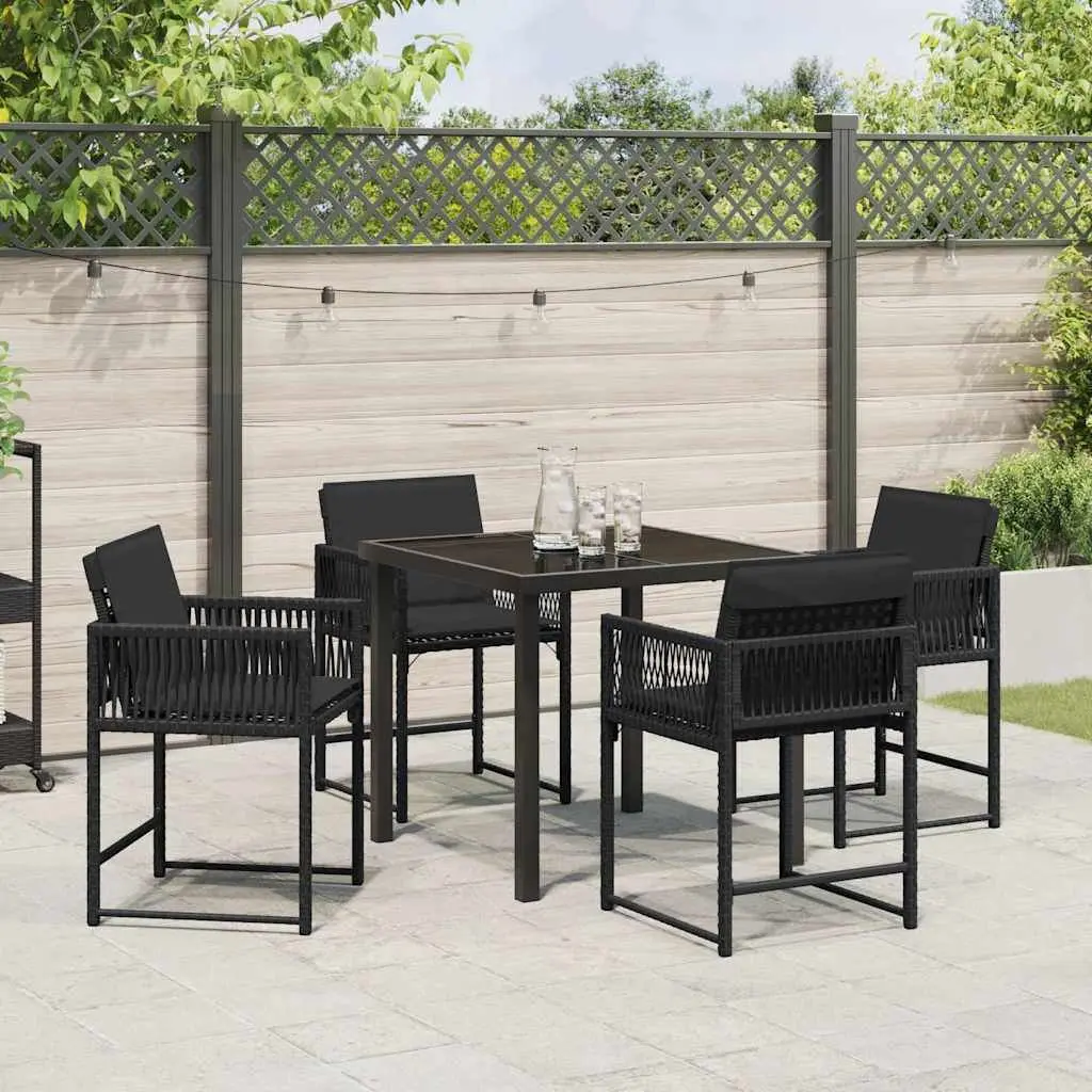 Garden Dining Set 5 Pieces Black Outdoor Furniture Patio Table Chairs