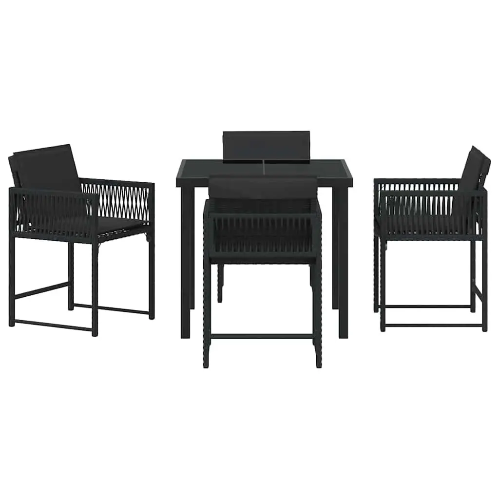Garden Dining Set 5 Pieces Black Outdoor Furniture Patio Table Chairs