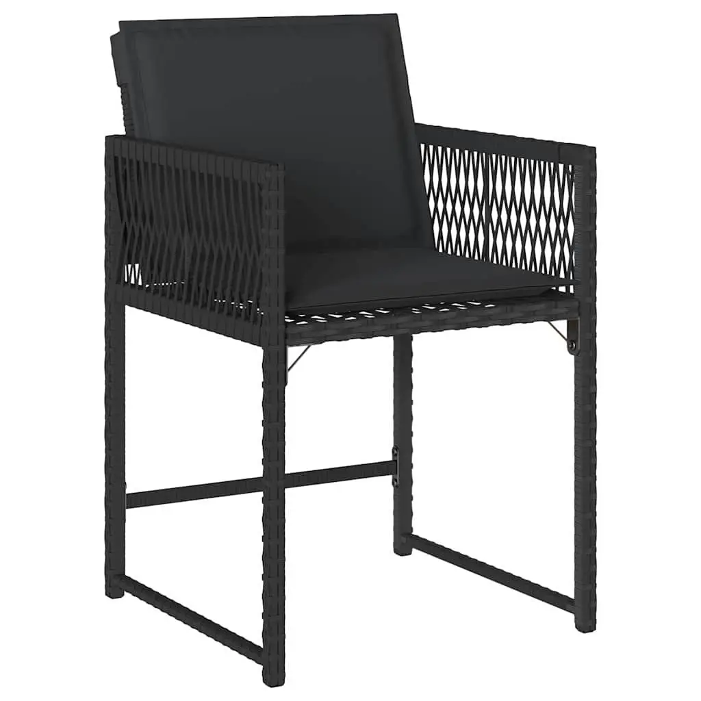 5-Piece Black Patio Dining Set with Glass Top