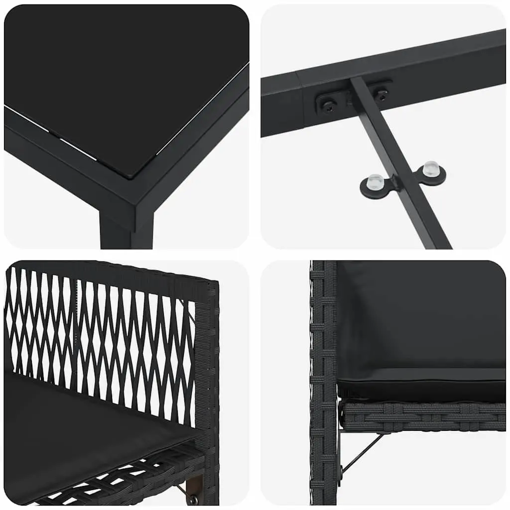 5-Piece Black Patio Dining Set with Glass Top