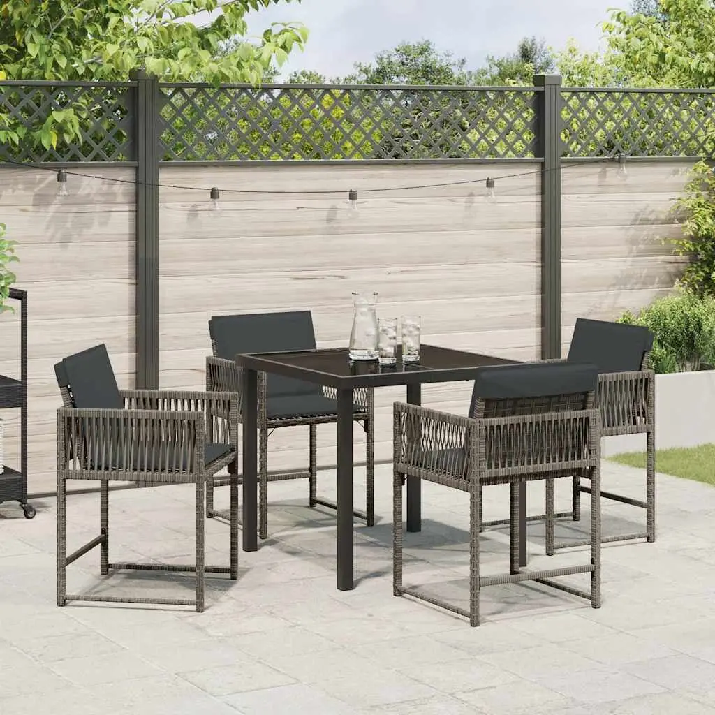 Garden Dining Set 5 Piece Outdoor Furniture Patio Table Chairs Grey