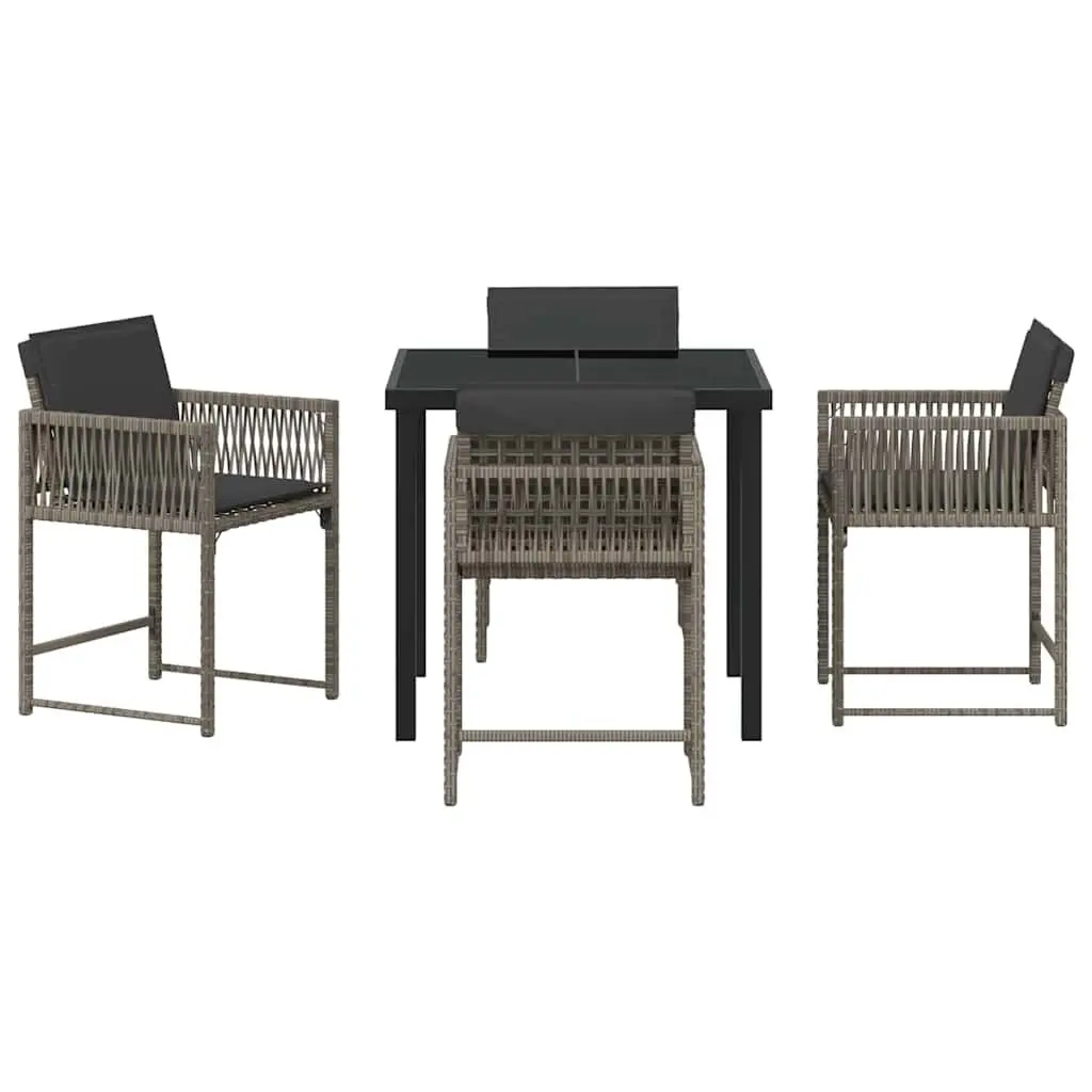 Garden Dining Set 5 Piece Outdoor Furniture Patio Table Chairs Grey