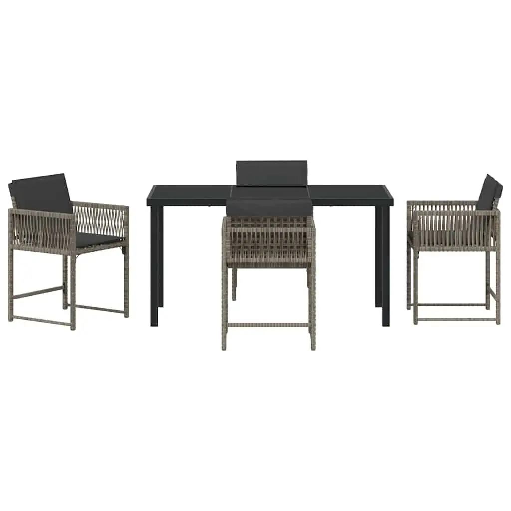 Garden Dining Set 5 Piece Grey Poly Rattan Outdoor Furniture Patio Table Chairs