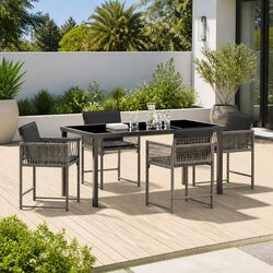 Concise 5 Piece Garden Dining Set Grey Rattan