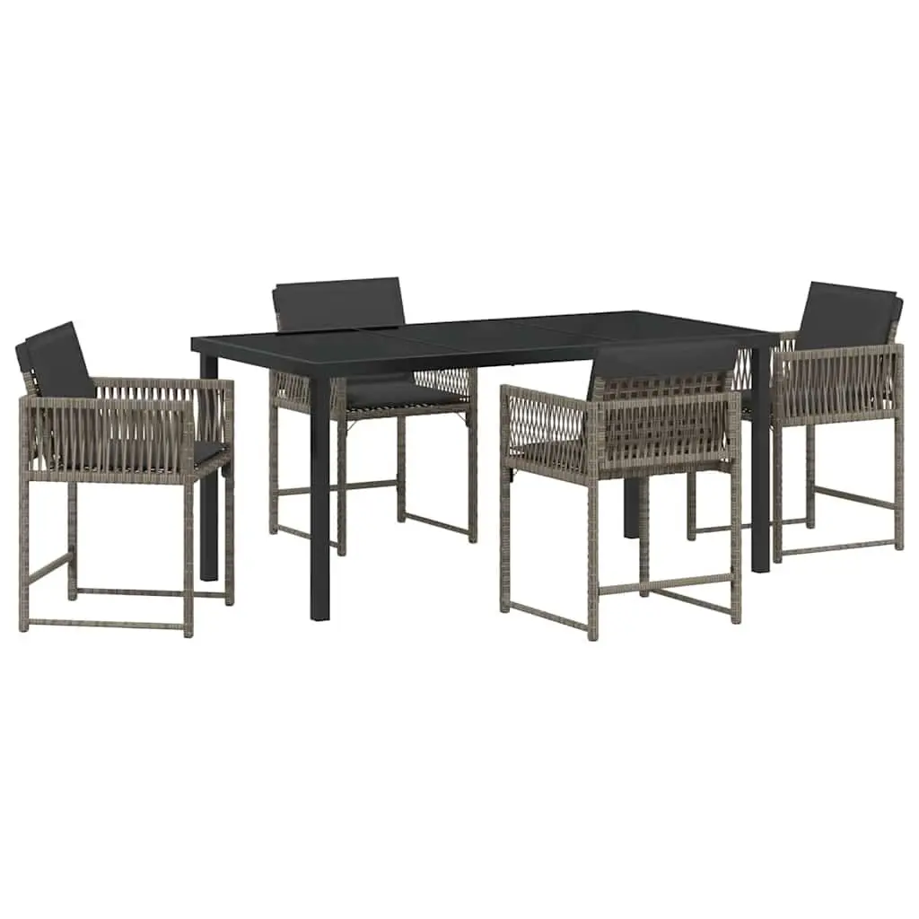Garden Dining Set 5 Piece Outdoor Furniture Grey Poly Rattan Table Chairs Patio
