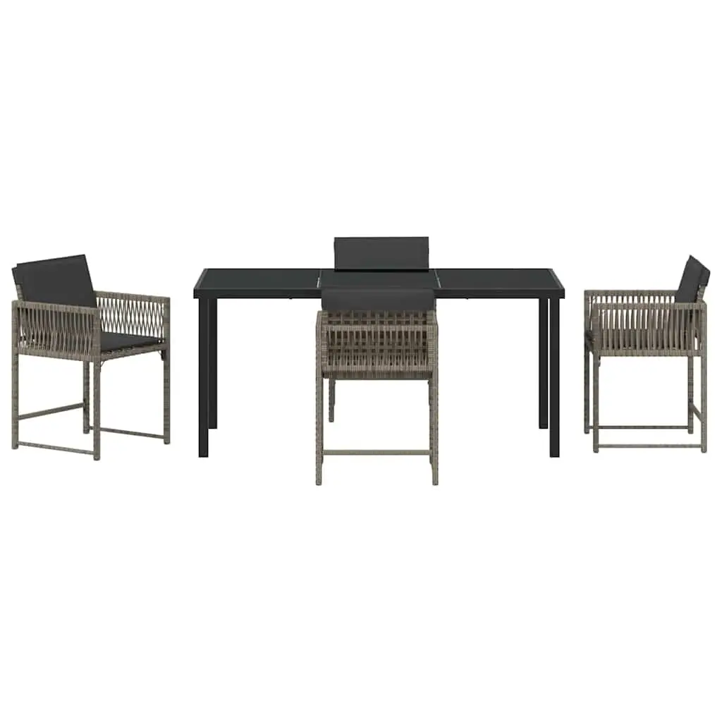 Garden Dining Set 5 Piece Outdoor Furniture Grey Poly Rattan Table Chairs Patio