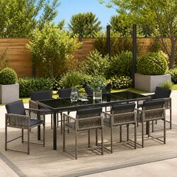 Concise and Reliable 9-Piece Grey Dining Set