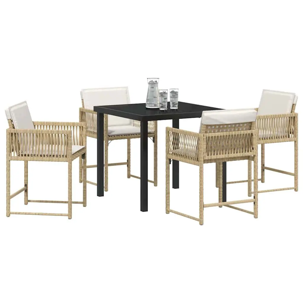 Garden Dining Set 5 Pieces Outdoor Furniture Patio Table Chairs Beige