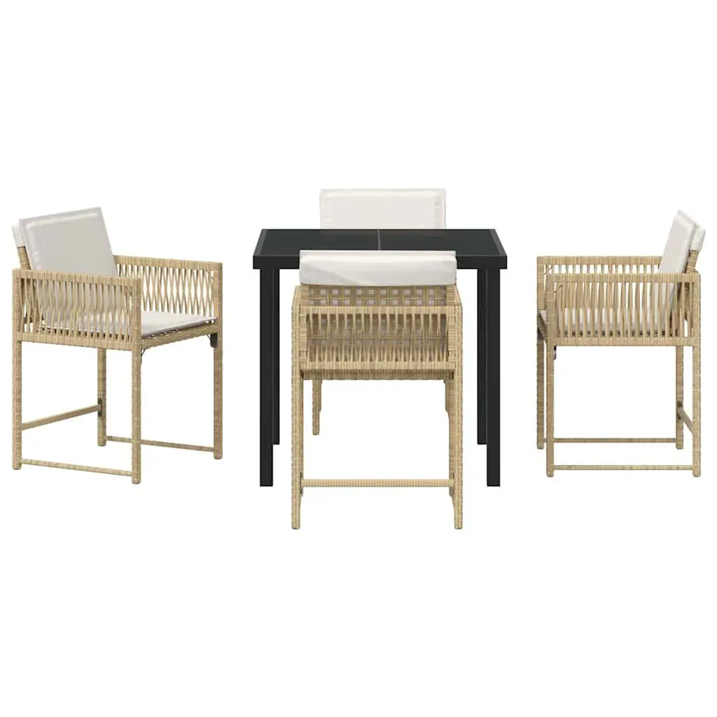 Garden Dining Set 5 Pieces Outdoor Furniture Patio Table Chairs Beige
