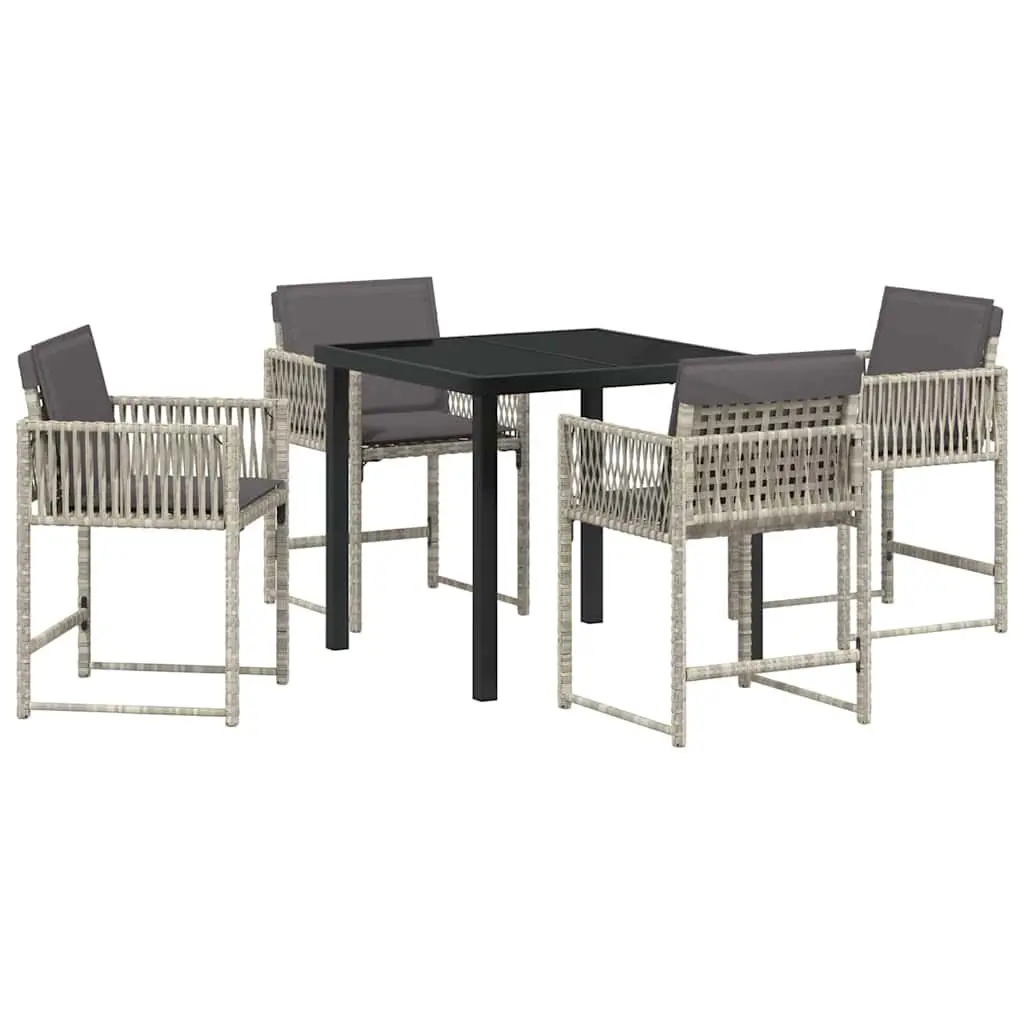 Garden Dining Set 5 Piece Outdoor Furniture Poly Rattan Light Grey Patio Table