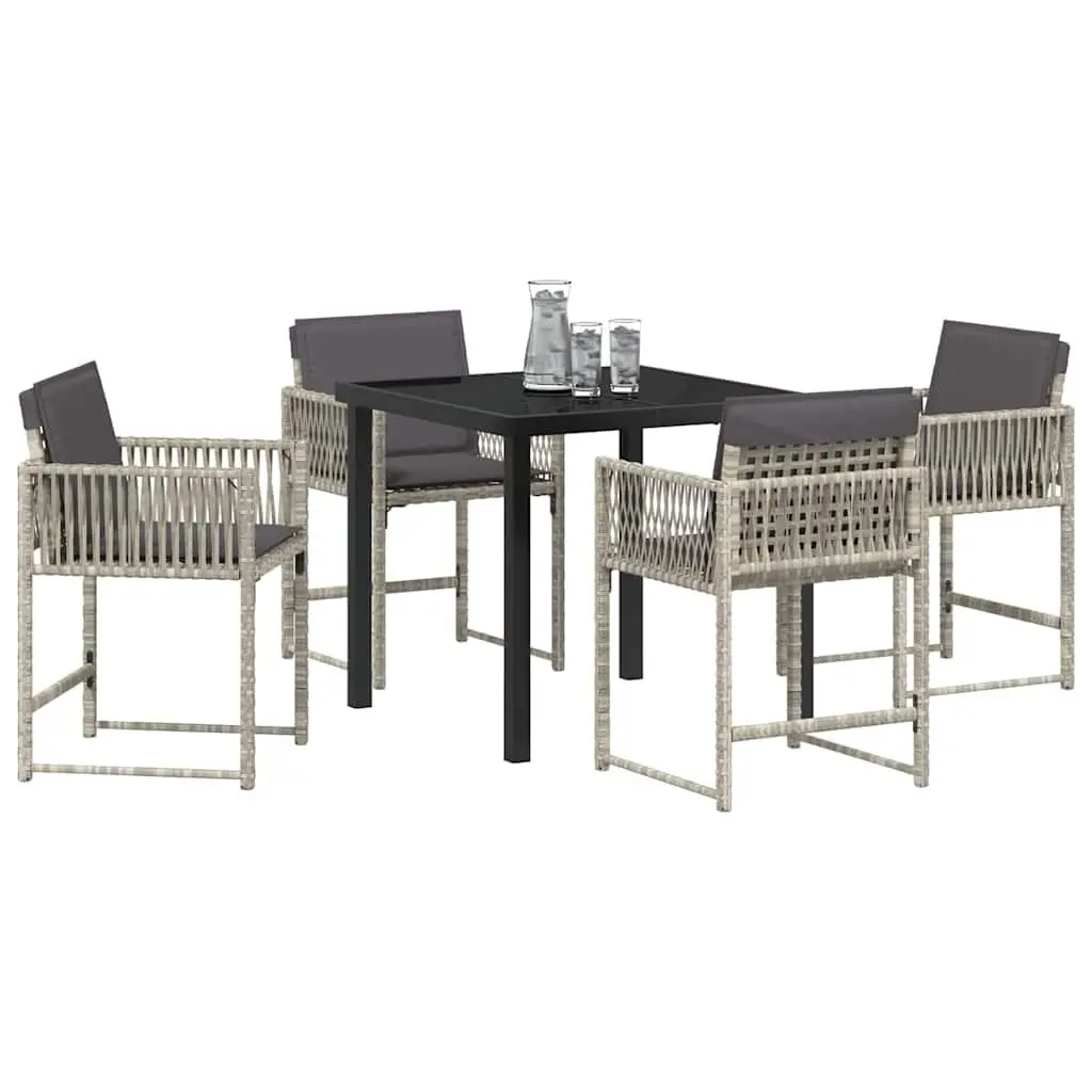 Garden Dining Set 5 Piece Outdoor Furniture Poly Rattan Light Grey Patio Table