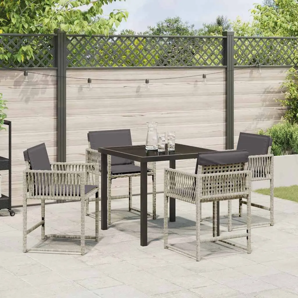 Garden Dining Set 5 Piece Outdoor Furniture Poly Rattan Light Grey Patio Table