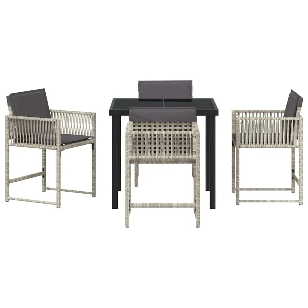 Garden Dining Set 5 Piece Outdoor Furniture Poly Rattan Light Grey Patio Table