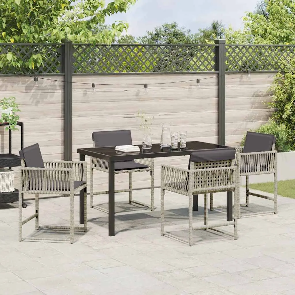 Garden Dining Set 5 Piece Outdoor Furniture Light Grey Poly Rattan Patio Table