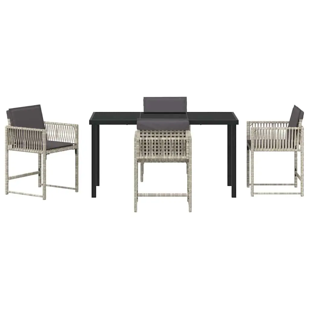 Garden Dining Set 5 Piece Outdoor Furniture Light Grey Poly Rattan Patio Table