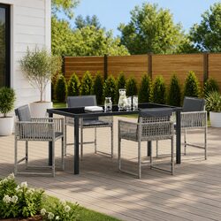 Concise 5-Piece Garden Dining Set with Glass Table
