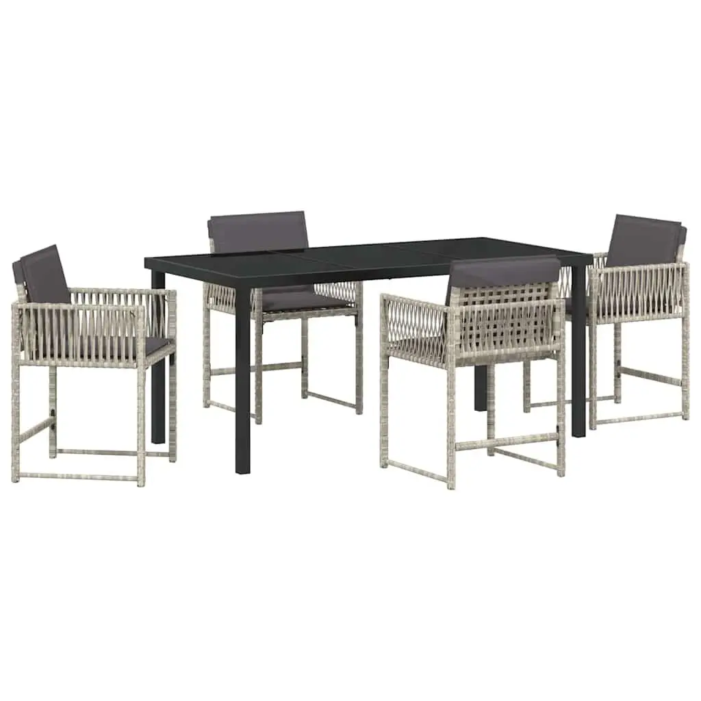 Garden Dining Set 5 Pieces Light Grey Outdoor Patio Furniture Poly Rattan