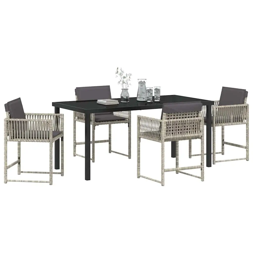 Garden Dining Set 5 Pieces Light Grey Outdoor Patio Furniture Poly Rattan