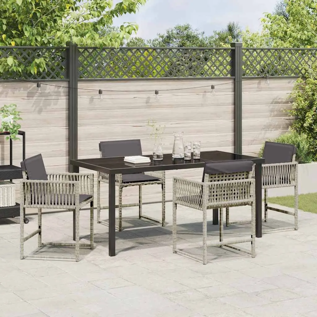 Garden Dining Set 5 Pieces Light Grey Outdoor Patio Furniture Poly Rattan